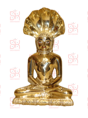 SAMYAG JAIN UPKARAN BHANDAR PRESENTS pure panch dhatu parmatma pratima size-9 inch weight -3.5 kg width -6.5