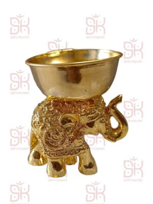 SAMYAG JAIN UPKARAN BHANDAR PRESENTS antique elephant pooja vatki size -4 inch made with pure brass antique carving pooja vatki