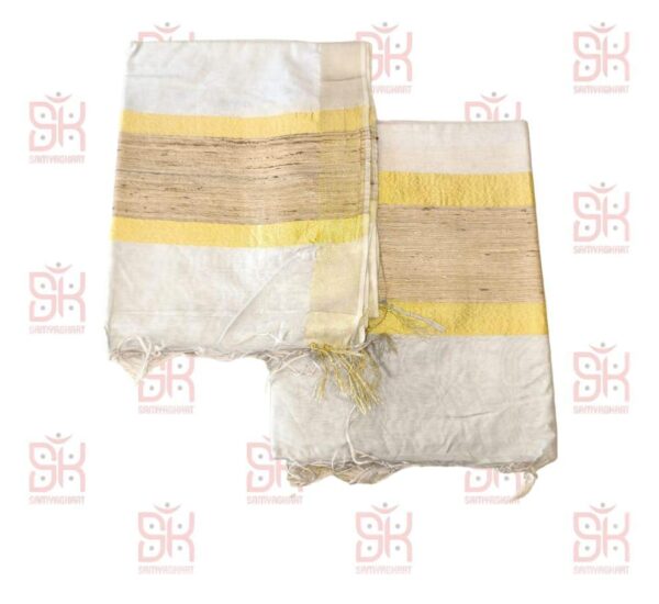 SAMYAG JAIN UPKARAN BHANDAR PRESENTS New pure kosa silk pooja jod⭐️ • Material - kosa silk • High quality kosa silk material • Available in 10 colors • Dhoti 4 mts khes 2.75 mts New and fresh colors available 😍 CONTACT FOR MORE INFORMATION 9558945109