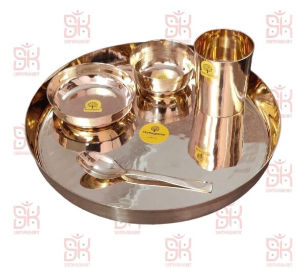 SAMYAG JAIN UPKARAN BHANDAR PRESENTS PURE BRONZE WITH GAURANTEE CARD THALI SET BEST FOR PERSONAL USE BEST FOR GIFTING BEST FOR DIKSHARTHI BEST FOR 99 UPDHAN UJAMNU thali size -12*12 5 pis set CONTACT FOR MORE INFORMATION 9558945109