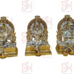 SAMYAG JAIN UPKARAN BHANDAR PRESENTS DIWALI SPECIAL LAKSHMI DEVI SARASWATI DEVI GANPATI BAPA COMBO MADE WITH IMPORTED METAL MADE WITH HEAVY MATERIAL BEST QUALITY BEST FOR GIFTING BEST FOR NEW HOME BEST FOR YOUR PERSONAL MANDIR BOOK FAST SIZE - 5 inch total with singhasan 4 inch pratima ji size