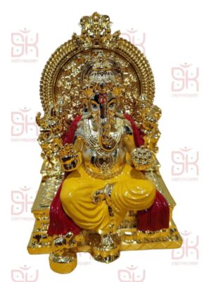SAMYAG JAIN UPKARAN BHANDAR PRESENTS DIWALI SPECIAL ganpati ji COMBO MADE WITH IMPORTED METAL MADE WITH HEAVY MATERIAL BEST QUALITY BEST FOR GIFTING BEST FOR NEW HOME BEST FOR YOUR PERSONAL MANDIR BOOK FAST SIZE - 5 inch total with singhasan 4 inch pratima ji size