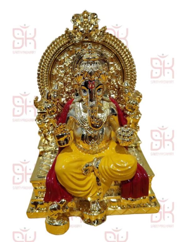 SAMYAG JAIN UPKARAN BHANDAR PRESENTS DIWALI SPECIAL ganpati ji COMBO MADE WITH IMPORTED METAL MADE WITH HEAVY MATERIAL BEST QUALITY BEST FOR GIFTING BEST FOR NEW HOME BEST FOR YOUR PERSONAL MANDIR BOOK FAST SIZE - 5 inch total with singhasan 4 inch pratima ji size